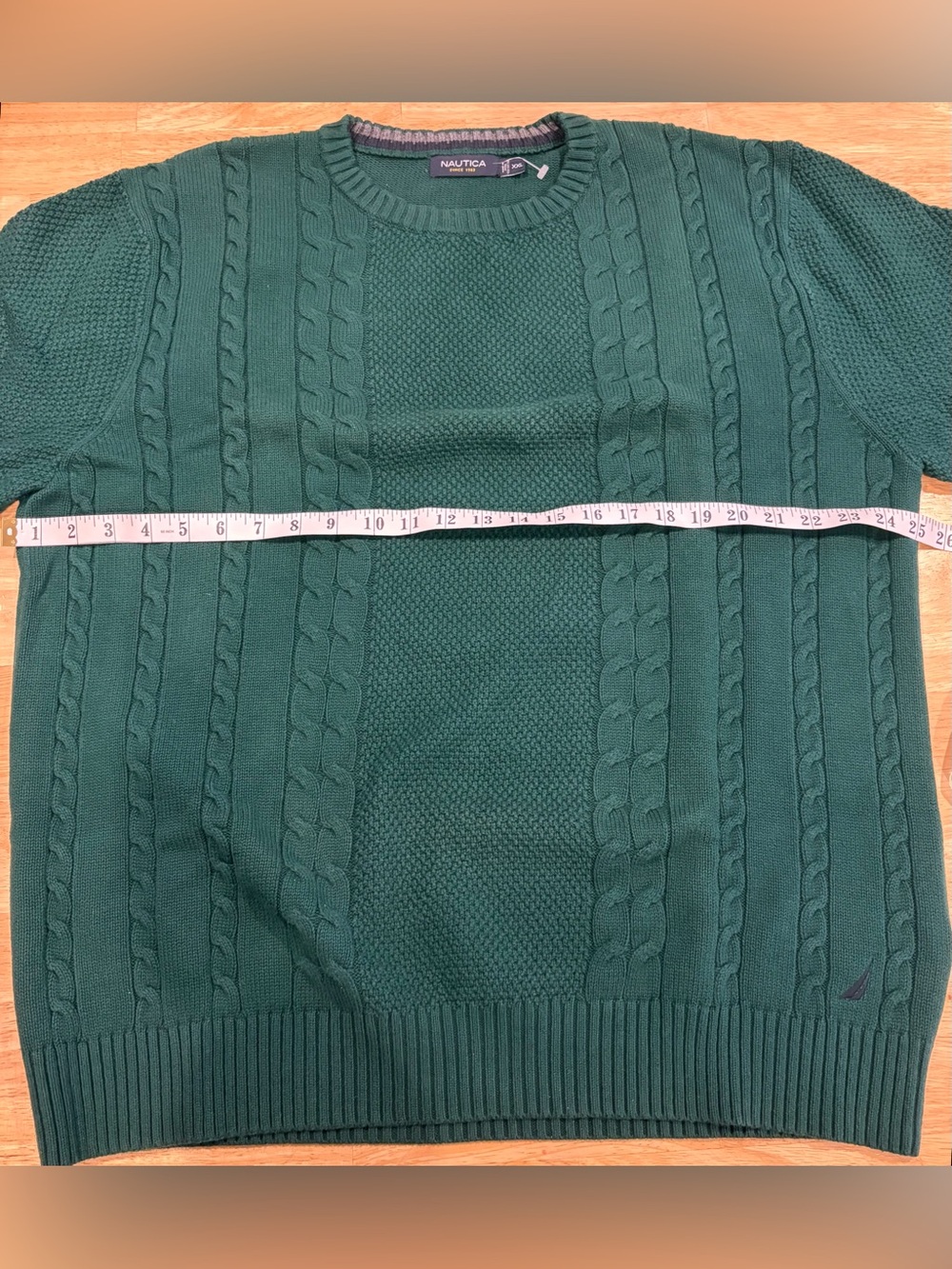 Vintage Nautica Cable Knit Sweatshirt Green Size 2XL Warm Fall Winter Crewneck - Picture 7 of 9